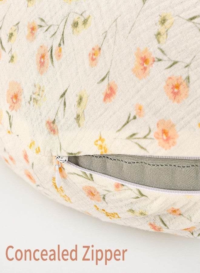SWESEN Muslin Nursing Pillow Cover, Soft Removable Cover for Breastfeeding Pillows, Pillow Slipcover for Baby Boys and Girls, Comfortable & Breathable, Flower, Washable (Only Cover) - Image 4
